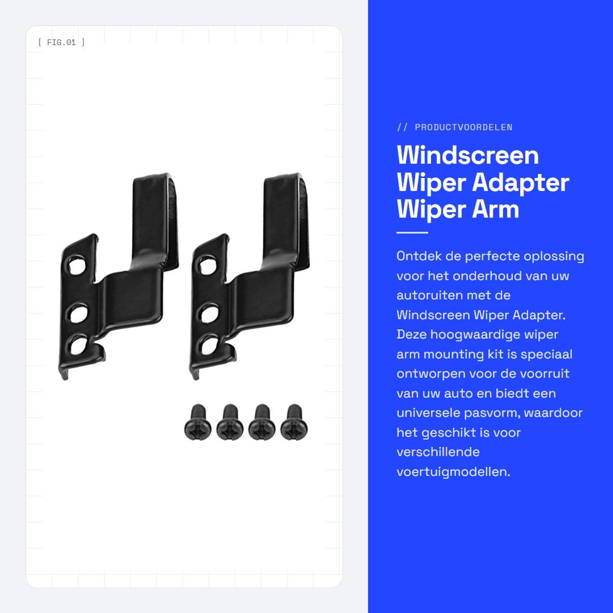 Dailygoods - Windscreen Wiper Adapter - Wiper Arm Mounting Kit - 2 Sets - Zwart - Auto Onderdeel - Geschikt voor Auto's
