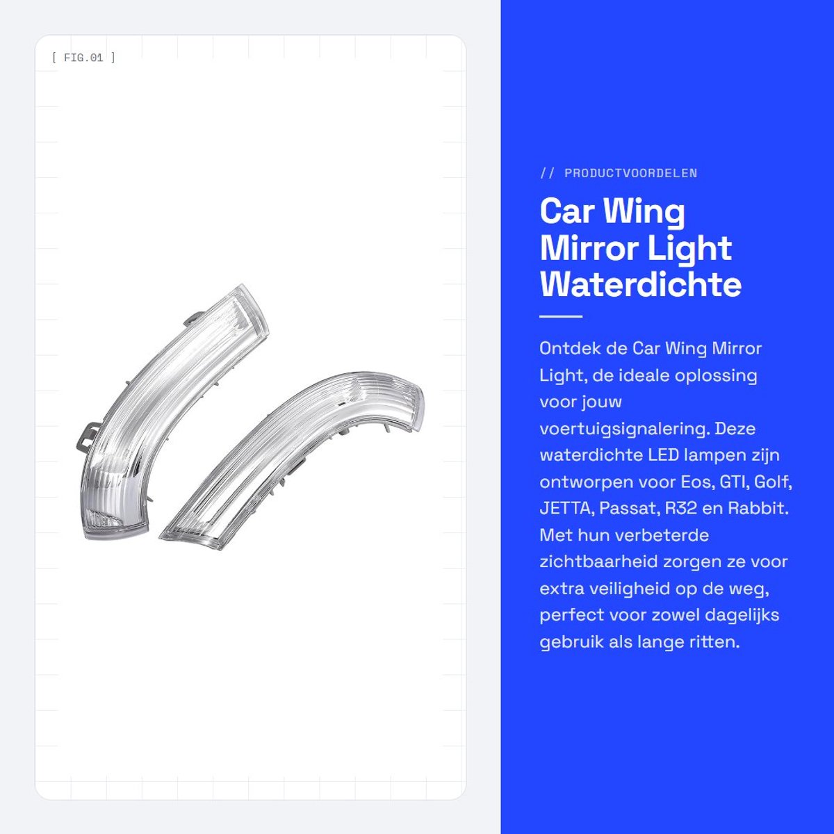 Dailygoods - Car Wing Mirror Light - Waterdichte Richtingaanwijzer - LED Lamp - Links Rechts - Voor Eos Golf Passat R32 Rabbit - 1 paar