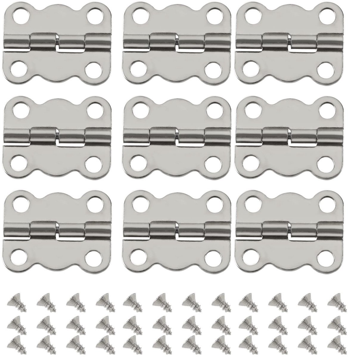 Dailygoods- Scharnieren 50 stuks - Vlinder Scharnieren - Antieke Zilver - Inclusief 200 Schroeven - 16x13 mm - Gemaakt van Ijzer - Decoratieve Scharnieren