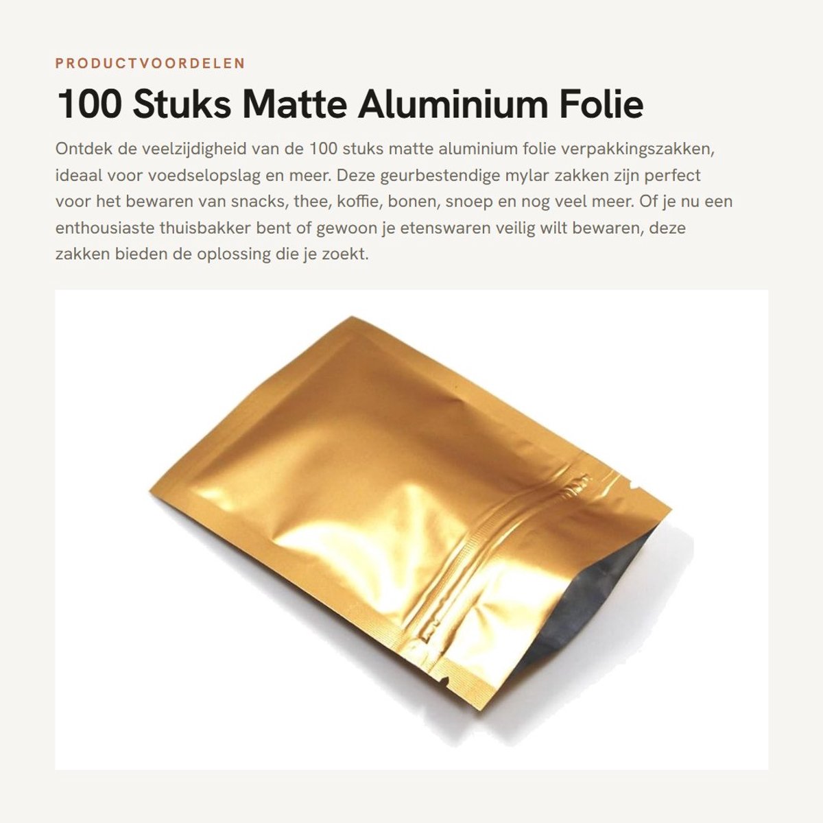 Dailygoods- Verpakkingszak 100 Stuks - Aluminiumfolie - Geurbestendig - Zip/sluiting - Voedselopslag - 12x18cm - Eenvoudig in gebruik - Opslagzak