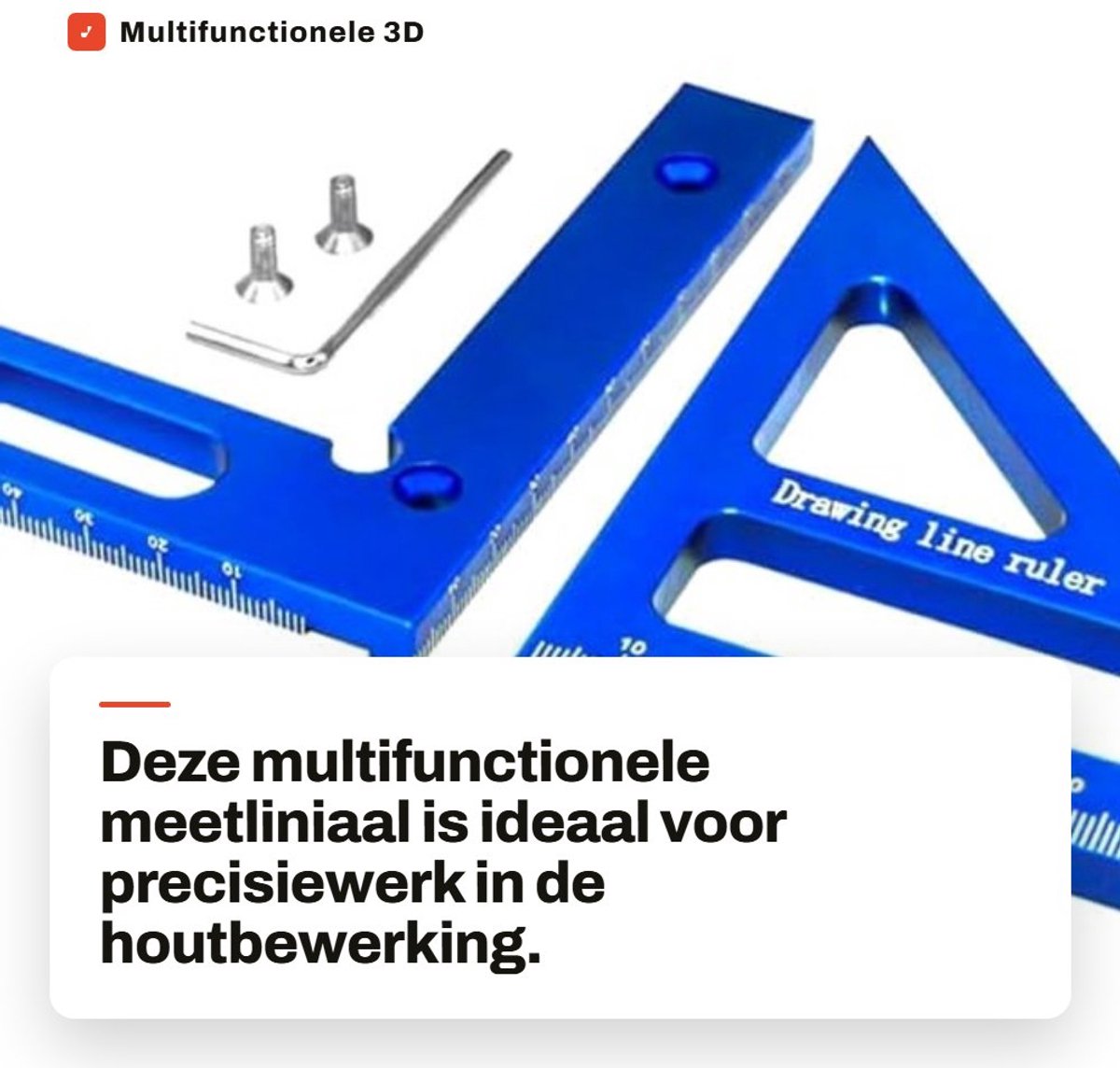 Dailygoods- Meetliniaal met hoge precisie - Multifunctioneel meetinstrument - Driehoekige liniaal - Vierkante gradenboog - Verdikt ontwerp - 13 x 9 x 2 cm - Hoekliniaal