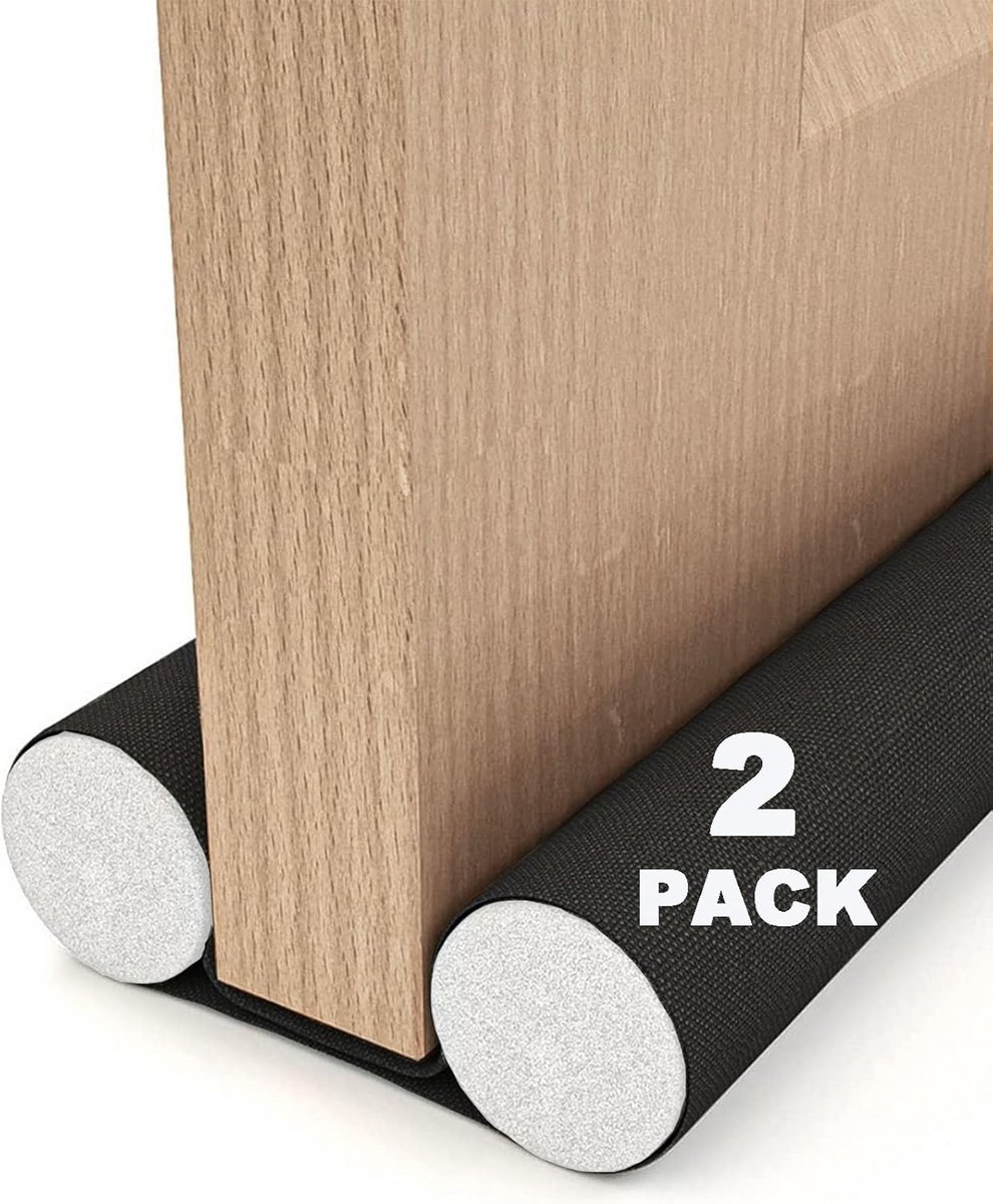 Ronte - Dubbele Tochtstopper 93 cm, Waterdichte Oxford-Stof, Koude-Isolerend, Binnen Gebruik, Zwart Kleur.