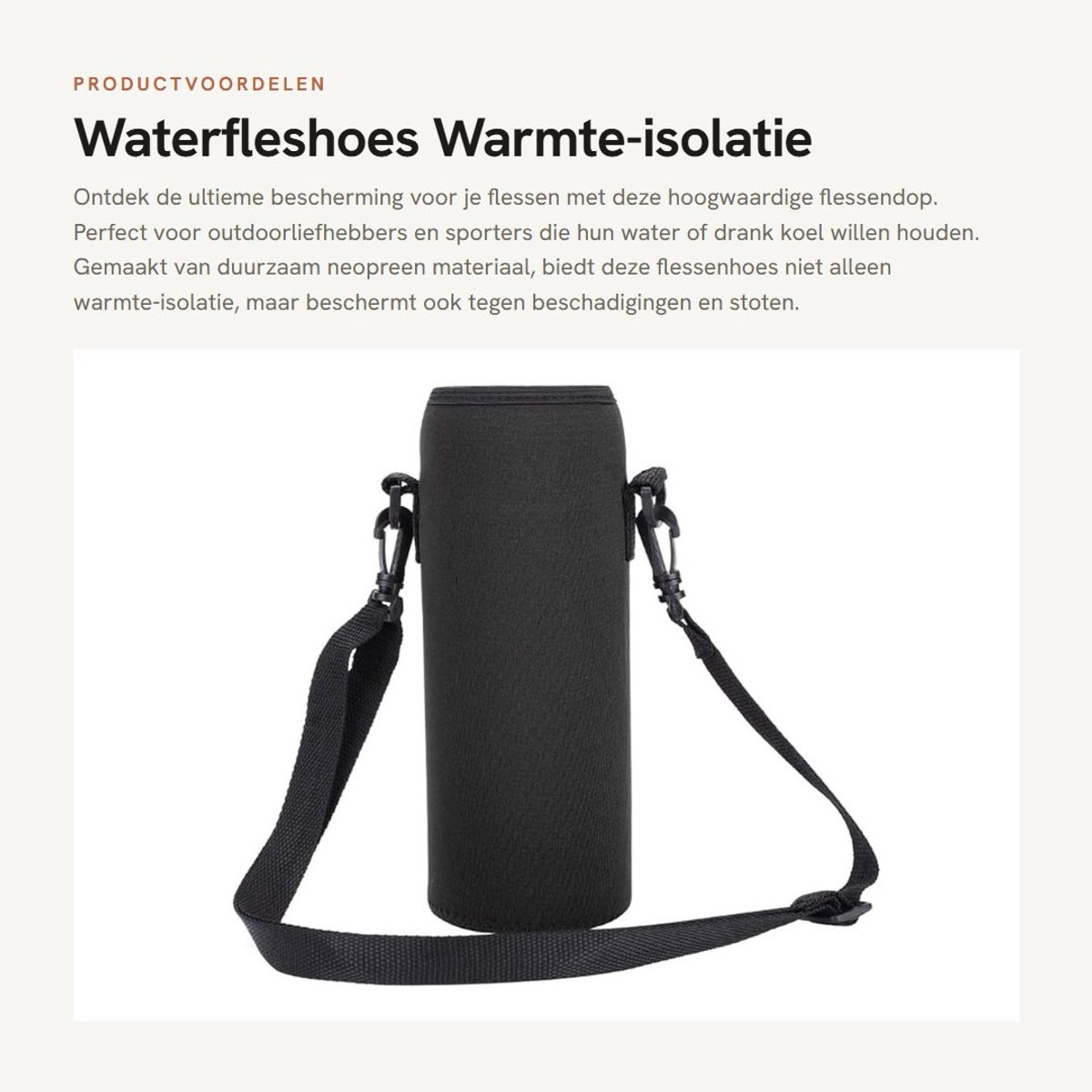 Dailygoods- Waterfleshoes met warmte-isolatiefunctie - Flessenbescherming - Neopreen - Riem - Duurzaam - Voor aluminium/roestvrij staal - Fleshouder