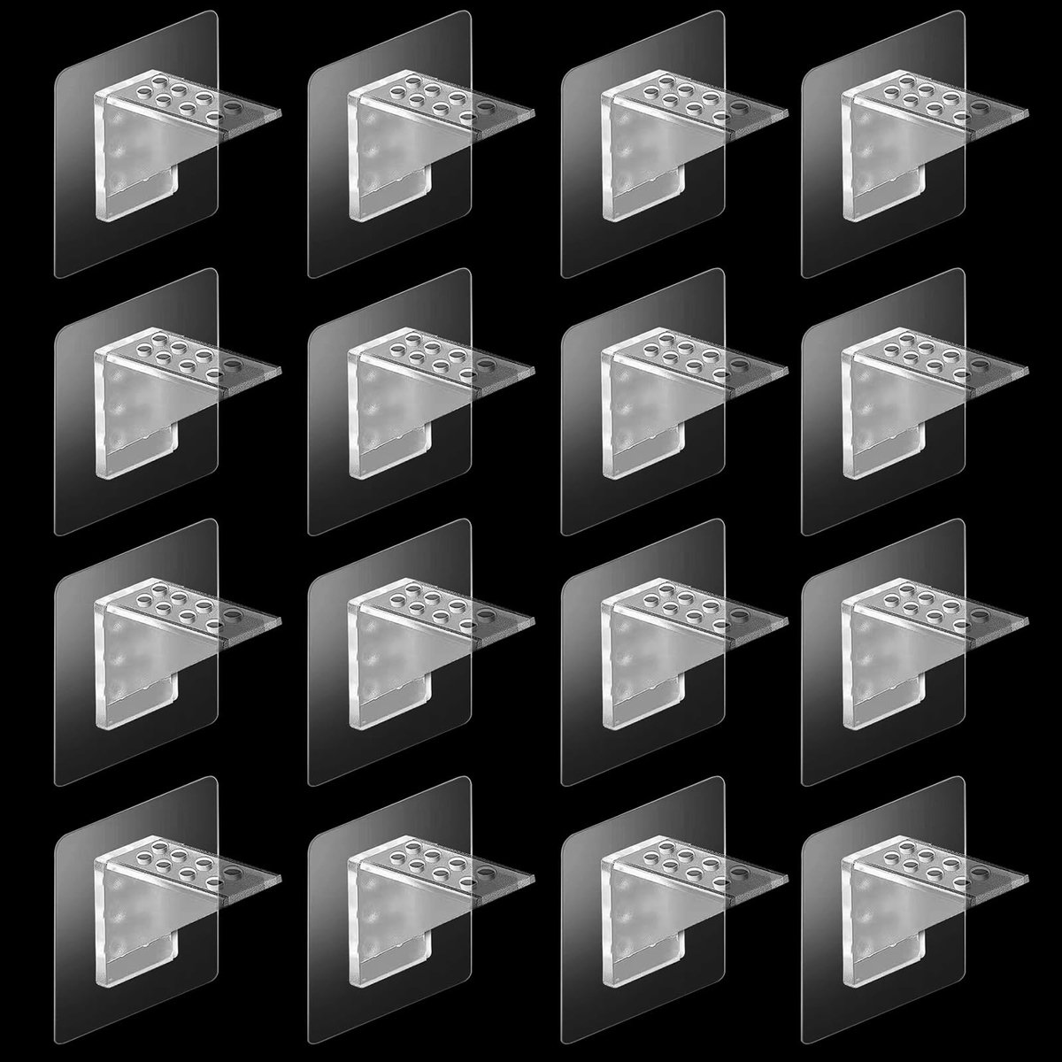 Dailygoods- Plankhouder Zelfklevend - 12 Stuks - Transparant - ABS-Kunststof - Geschikt voor Muren/Tegels/Hout - Lange Levensduur - Plankbeugels