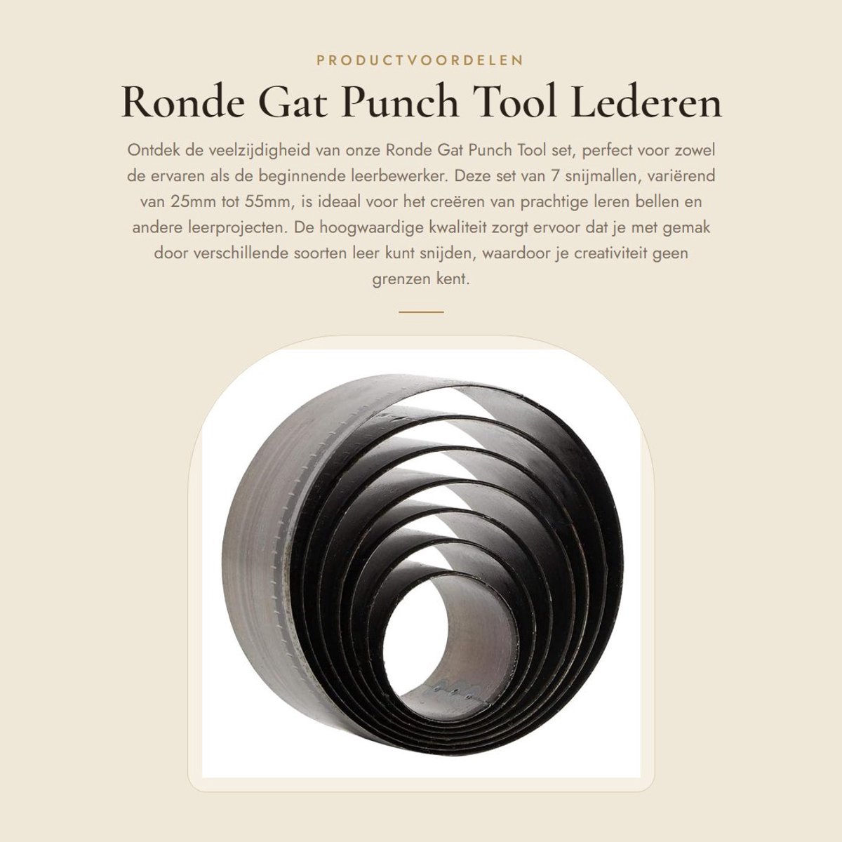 Dailygoods- Gatpons Set van 7 - Ronde Snijmal - Lederen Cutter - Multifunctioneel - Hoge Sterkte - Eenvoudig te Gebruiken - Pons