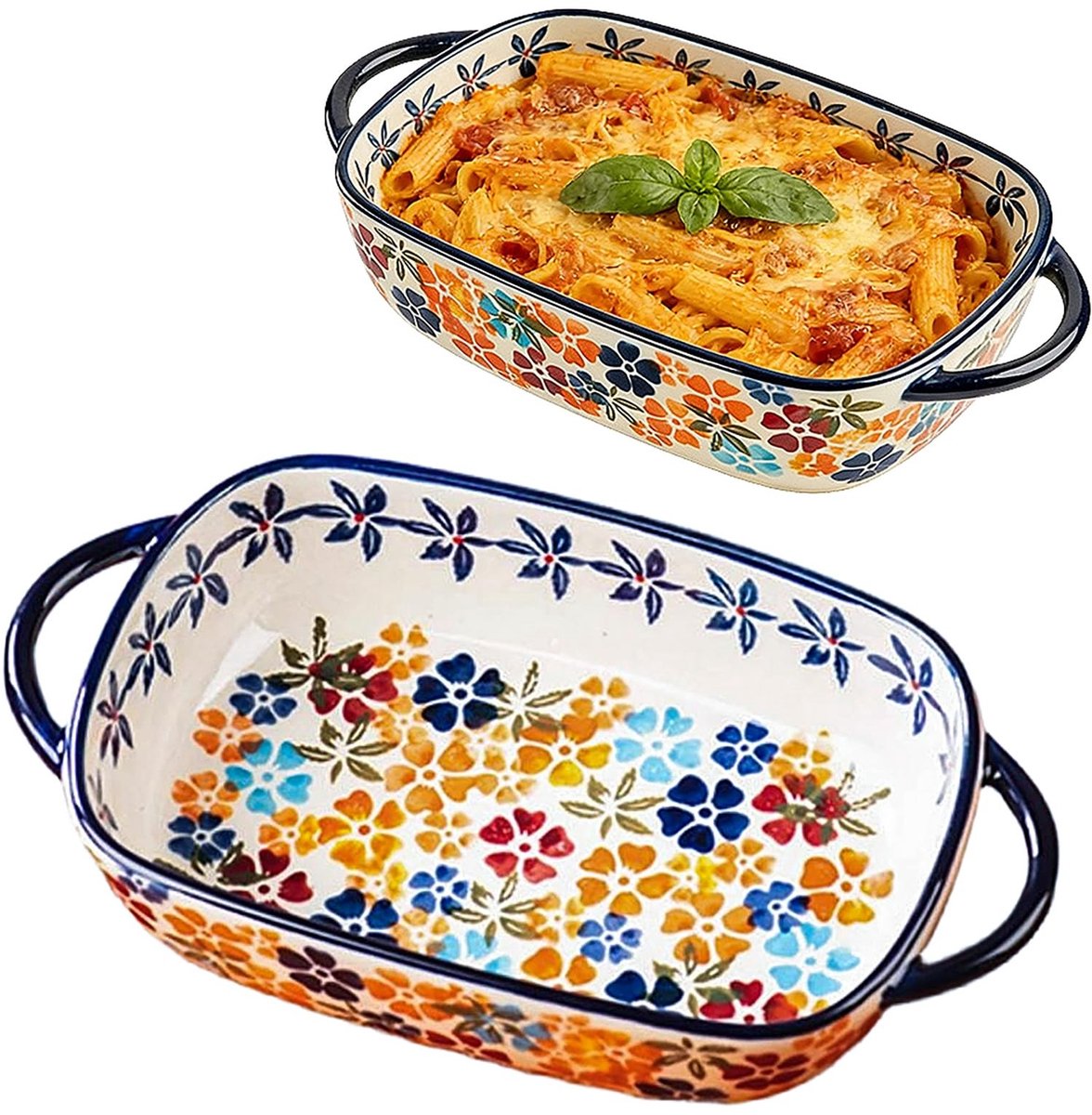 Dailygoods- Ovenschaal 600 ml - Rechthoekig - Keramisch - Voor oven/heteluchtfriteuse/magnetron - 19,5 x 13 cm - Veilig en gezond keramiek - Bakvorm