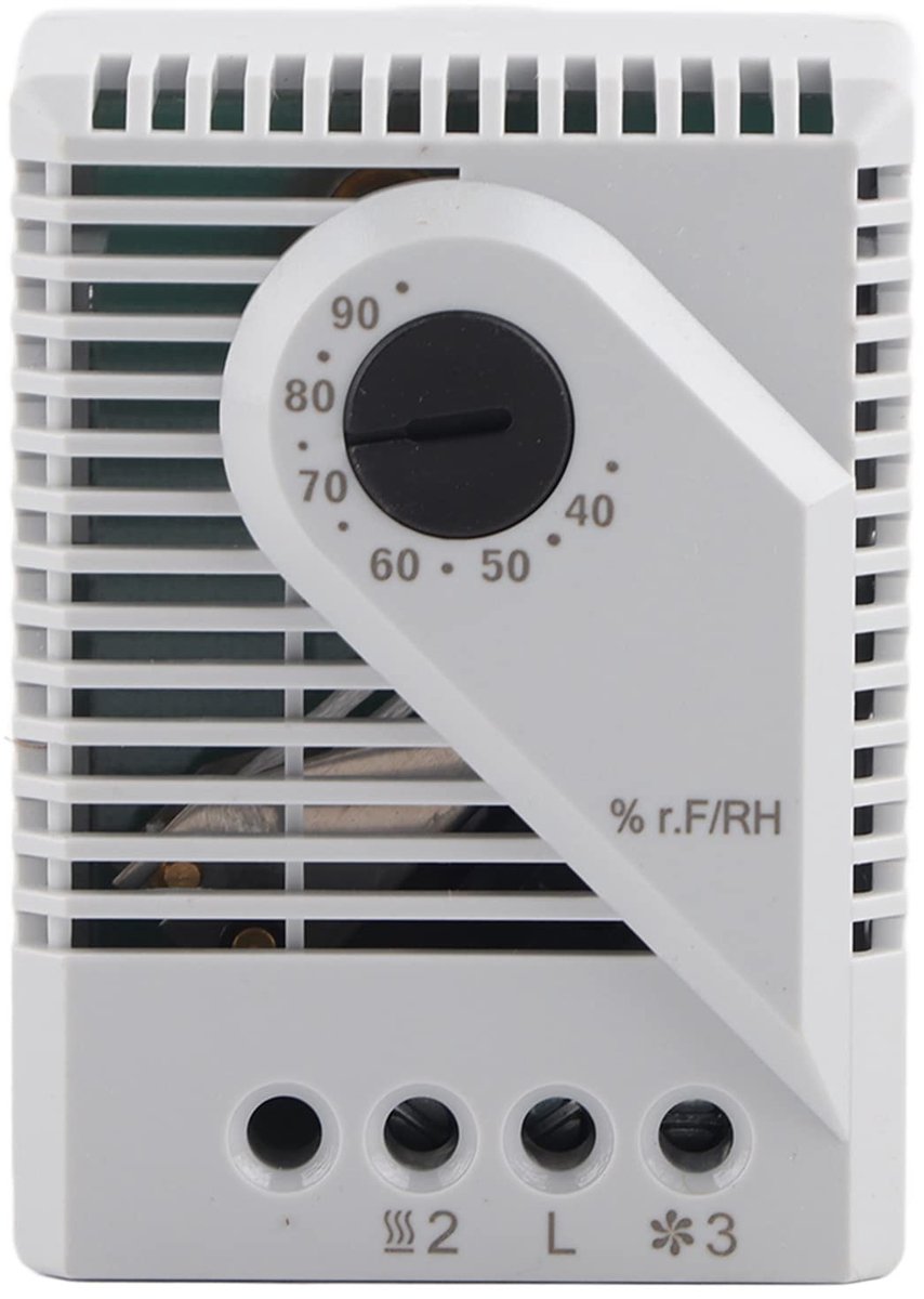 Dailygoods- Vochtigheidscontroller Superieure Isolatie - 2-3 Poolterminal - Eenvoudige Installatie - Dauwpuntregeling - Pc-materiaal - Effectieve Condensatiepreventie - Vochtigheidsregelaar