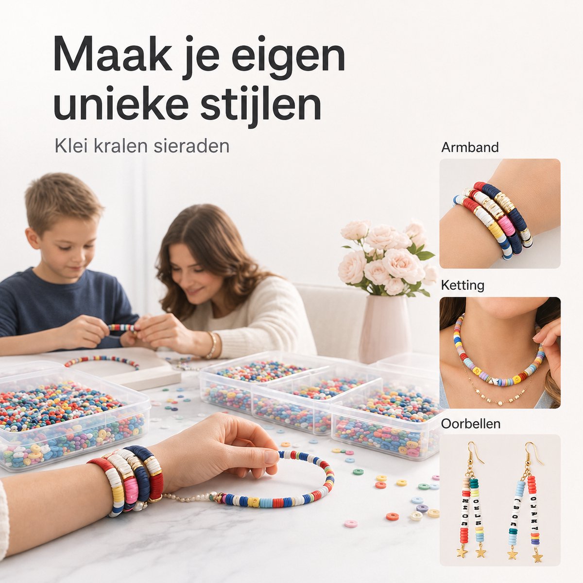 BOTC Armbandjes maken meisjes - 24 kleuren en 5560-delig - Sieraden Set - knutselen meisjes - Kralen Set — afbeelding 3