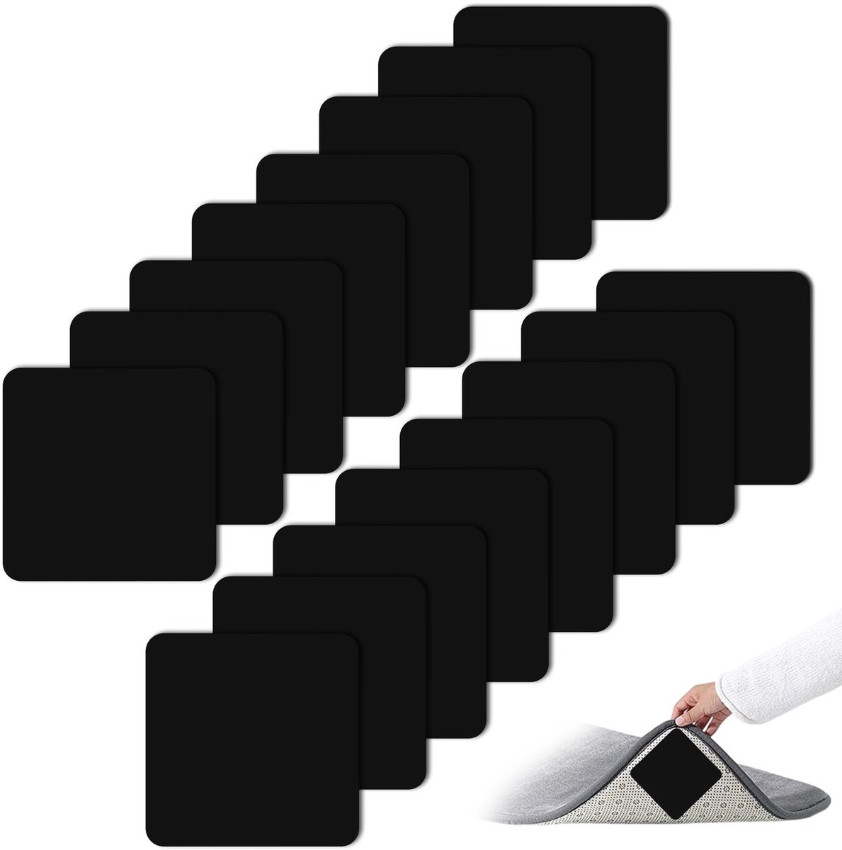 Dailygoods- Antisliponderlegger 16 Stuks - Dubbelzijdig - Zelfklevend - Wasbaar - Herbruikbaar - Hoogwaardig Polymeer - Antislipmat