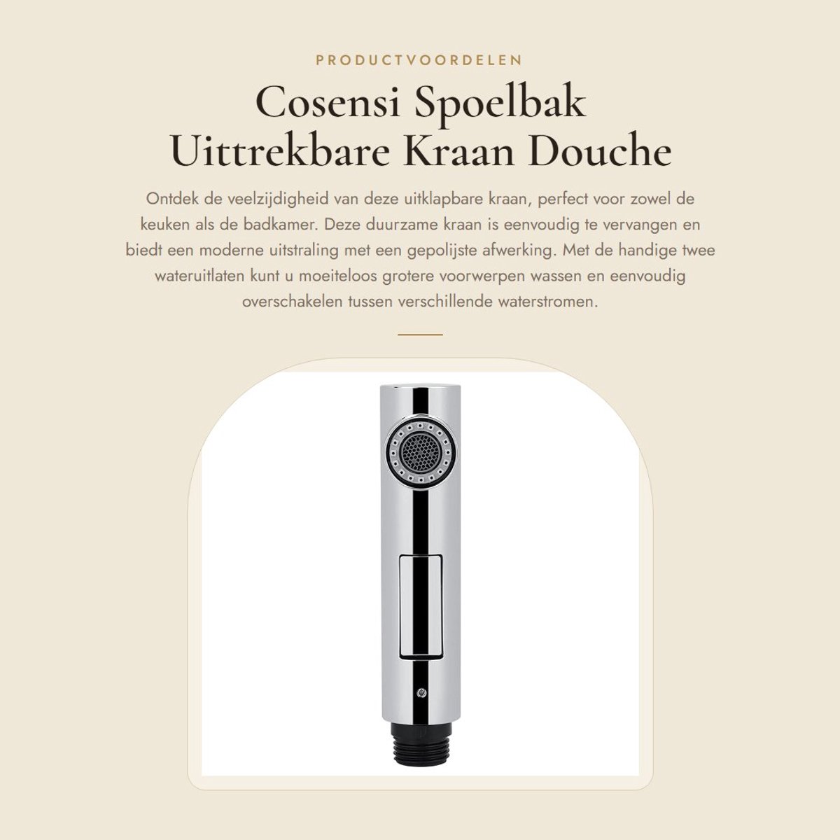 Dailygoods- Spoelbakkraan Uittrekbare Uitloop - Douche/Sproeier - Keuken/Badkamer - Duurzaam - Hoogwaardig ABS - Eenvoudig te Bedienen - Keukenkranen