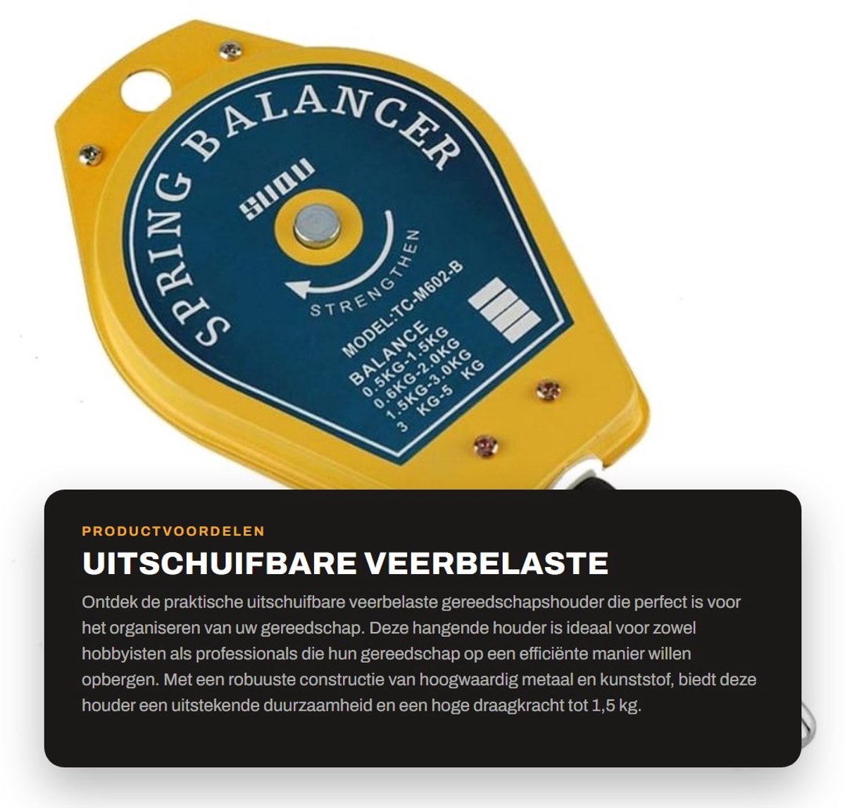 Dailygoods- Gereedschapshouder Uitschuifbaar - Hangend - Hoogwaardig Metaal/Kunststof - Draagvermogen 1,5 kg - Eenvoudig te Installeren - Robuust en Duurzaam - Gereedschapsteun