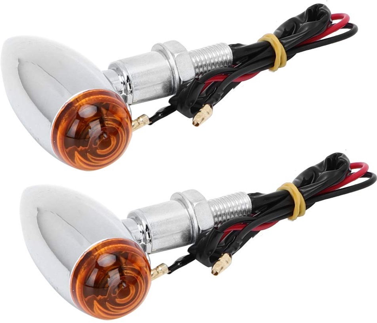 Dailygoods- Richtingaanwijzer Waterdicht - Knipperlicht Fiets - Knipperlicht Motor - Chroom Metaal - Universeel 10mm Gat - Schokbestendig