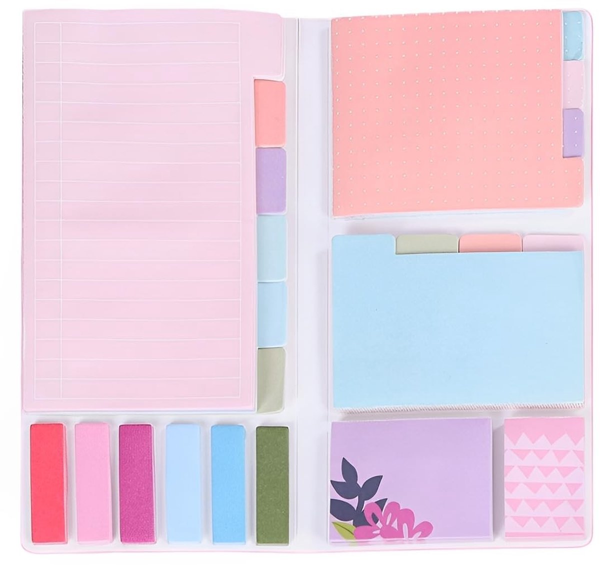 Dailygoods- Notitieblokken set - Zelfklevende notities - Gekleurde notities - Meerdere maten - Hoogwaardig kleefmateriaal - Herbruikbaar - Plaknotities