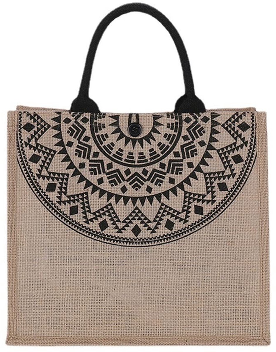 Dailygoods- Jute Tas - Herbruikbare Shopper - Opvouwbare Mandtas - Grote Strandtas - Waterdicht - Biologisch Afbreekbaar Materiaal - 35x34x30 cm - Boodschappentas