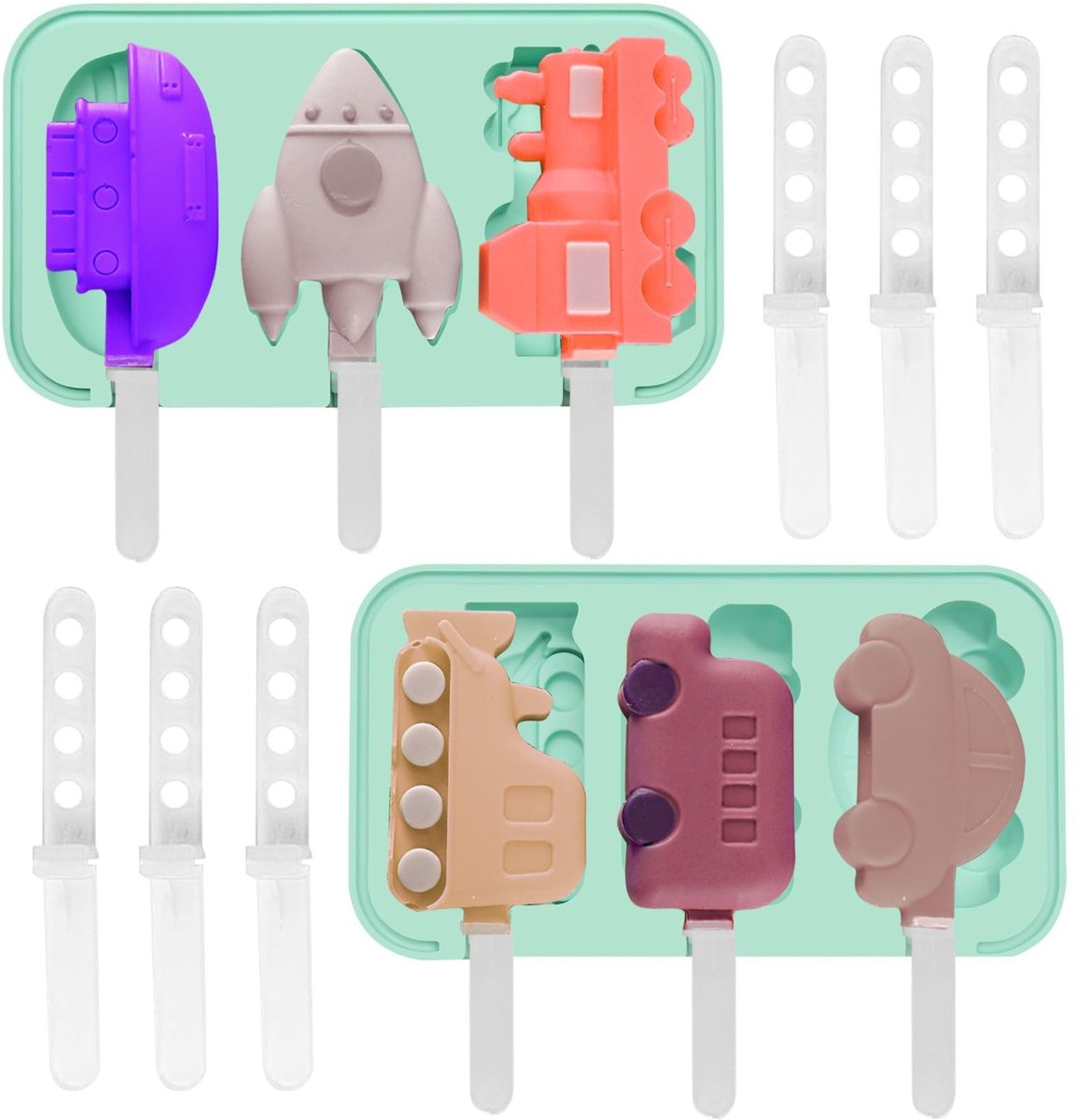 Dailygoods- IJsvormen Siliconen - 2 Stuks - Stapelbare IJsvormen - Babyijsvormen - Voedselveilig - Transparante Deksels - Ijsvormpjes