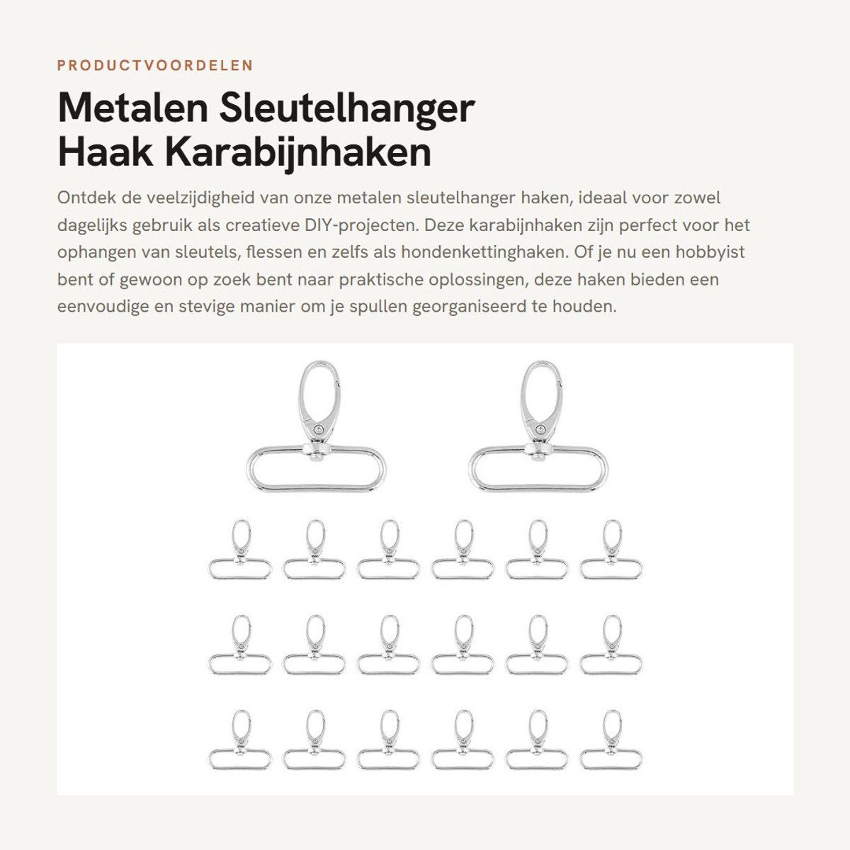 Dailygoods- Karabijnhaak - 20 Stuks - Sleutelhanger Ringen - Musketonhaak - Tas Sluitingen - Zinklegering - Geschikt voor DIY Projecten