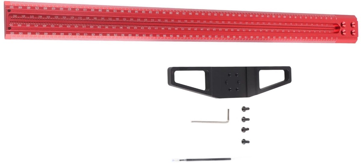 Dailygoods- Houtbewerkingsliniaal T-vormig - Verstelbaar - Aluminium 6061 - Markeringsliniaal - Meetinstrument - Duurzaam 500mm - Meetlat