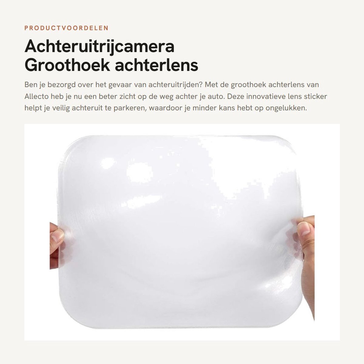 Dailygoods- Groothoek Achterlens - Achteruitrijpasta - Verhoogd Zicht - Veiligheid - Transparant - 20 x 25,5 cm - 2 mm Dikte - Achteruitrijcamera