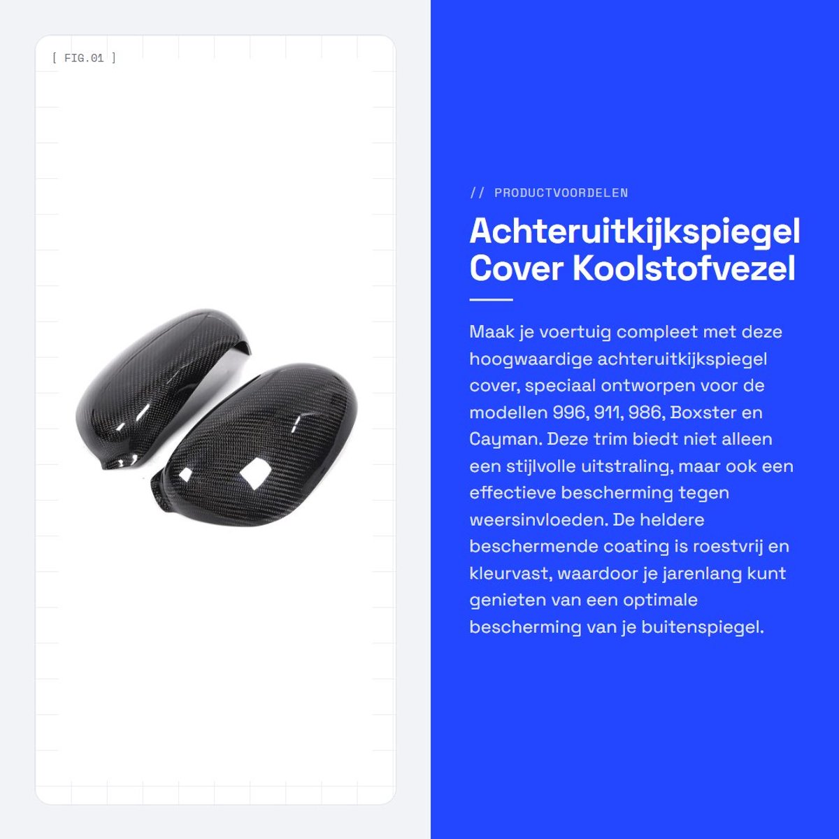 Dailygoods- Achteruitkijkspiegel Cover - Buitenspiegel Regendeflector - Koolstofvezel - Geschikt voor 996/911/986 - Duurzaam - Effectieve Bescherming