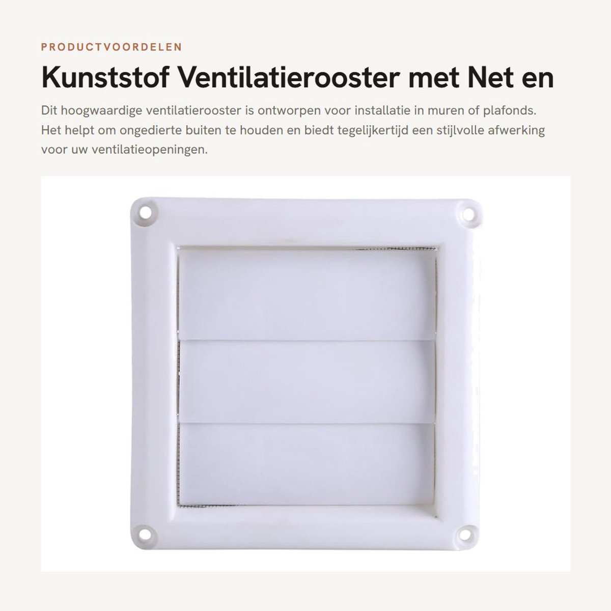 Dailygoods- Ventilatierooster Kunststof - Ventilatierooster Afsluitbaar - Rooster voor Muurdoorvoer - Luchtcirculatie - Ongediertebestrijding - Decoratieve Afdekking - Luchtrooster