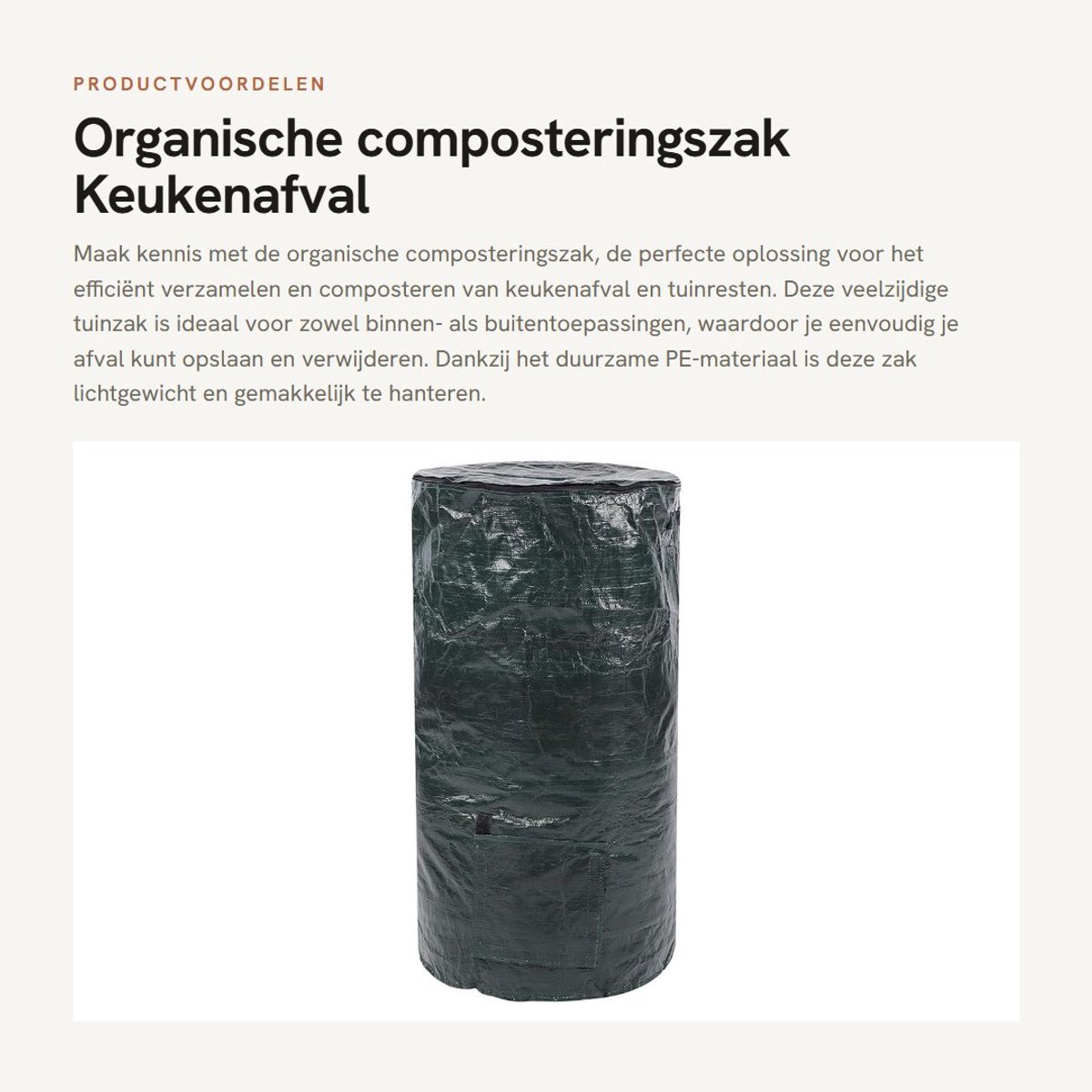 Dailygoods- Composteringszak 100% nieuw - Tuinzak - Opslag - Buitentuin - PE materiaal - Grootte 45 cm diameter - 80 cm hoogte