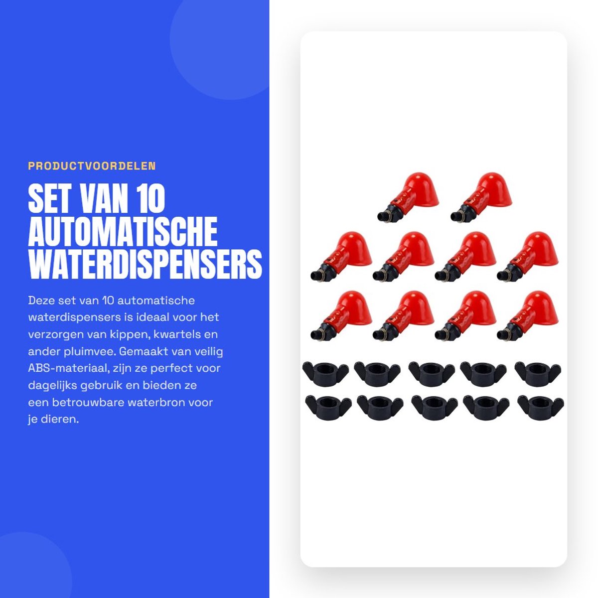 Dailygoods - Set van 10 Automatische Waterdispensers voor Kippen en Pluimvee
