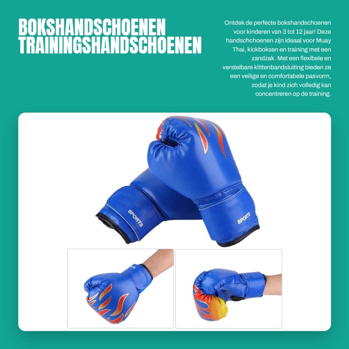 Dailygoods- Bokshandschoenen Kinderen - Verstelbare Klittenbandsluiting - Duurzaam PU - Ergonomisch Ontwerp - Voor Muay Thai/Kickboksen - Bescherming Pols - Vechtsporthandschoenen