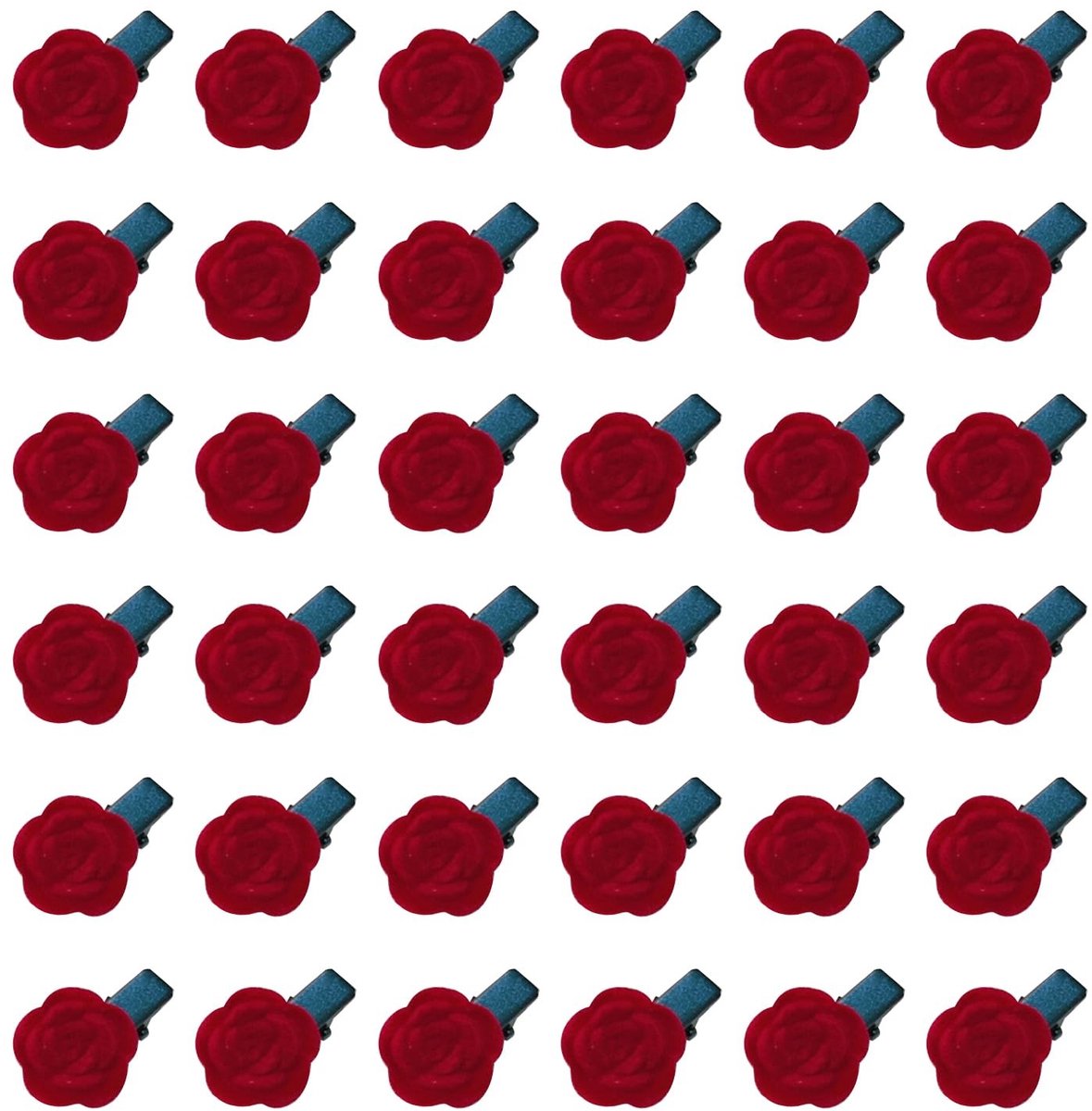 Dailygoods- Haarclip Rood Fluwelen Mini Rose - Haarspeldjes Dames - Haarspeldjes Meisje - Vintage Bruidsaccessoire - Hoofddeksel Party - 36 Stuks - Haarspeld