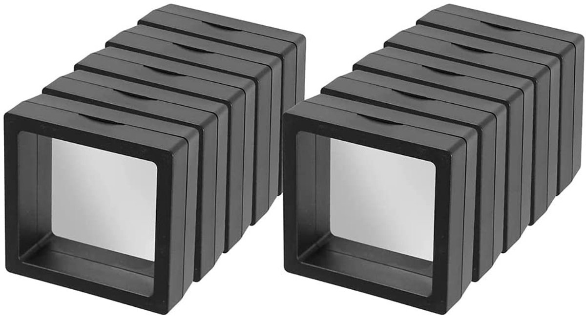 Dailygoods- Sieraden Opbergdoos 10 Stuks - 3D Floating Frame - Aanslagbescherming - Transparant - Stofdicht - Perfect voor Tentoonstelling - Displaydoos