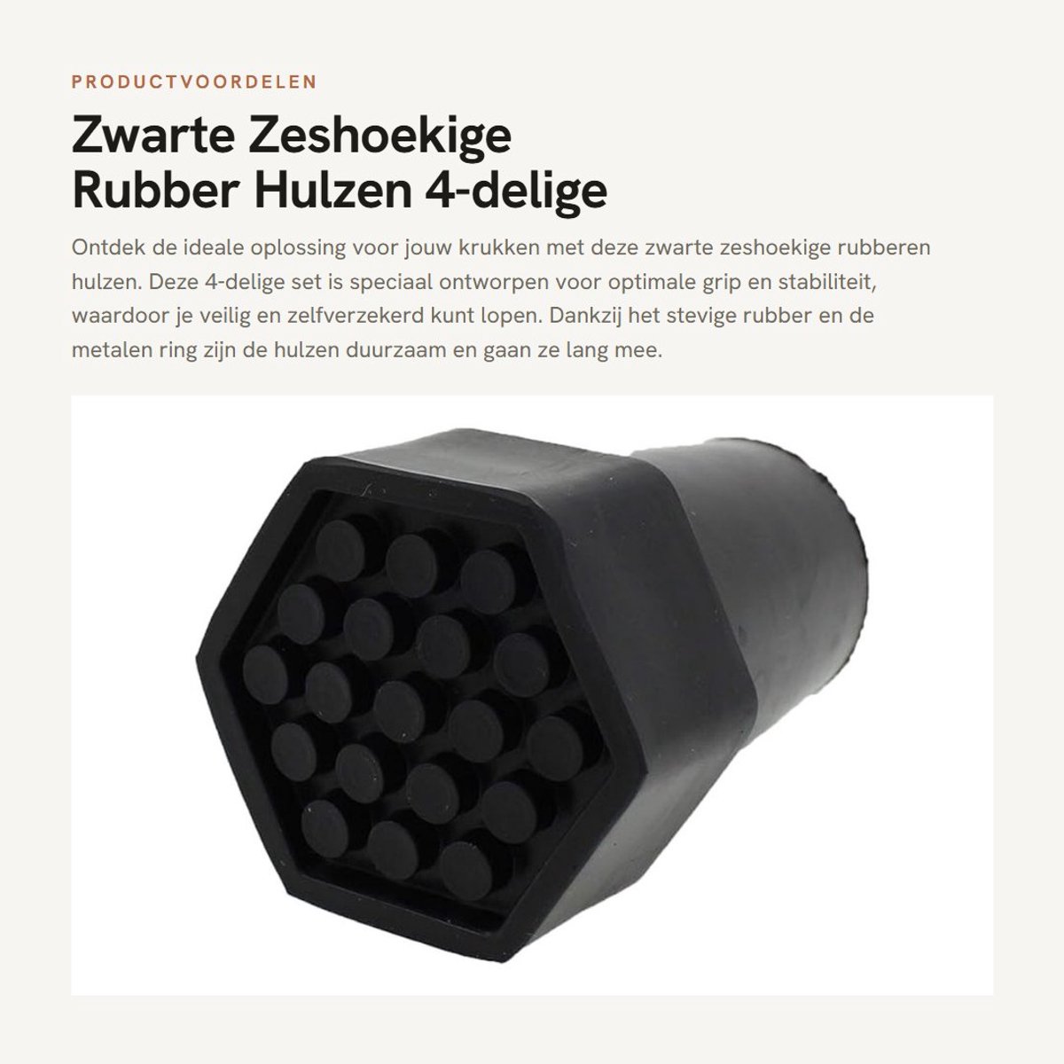 Dailygoods- Rubberen Hulzen Set van 4 - Zware Zeshoekige Hulzen - Diameter 22mm - Antislip Grip - Versterkt met Metalen Ring - Veilig en Stabiel - Krukdop