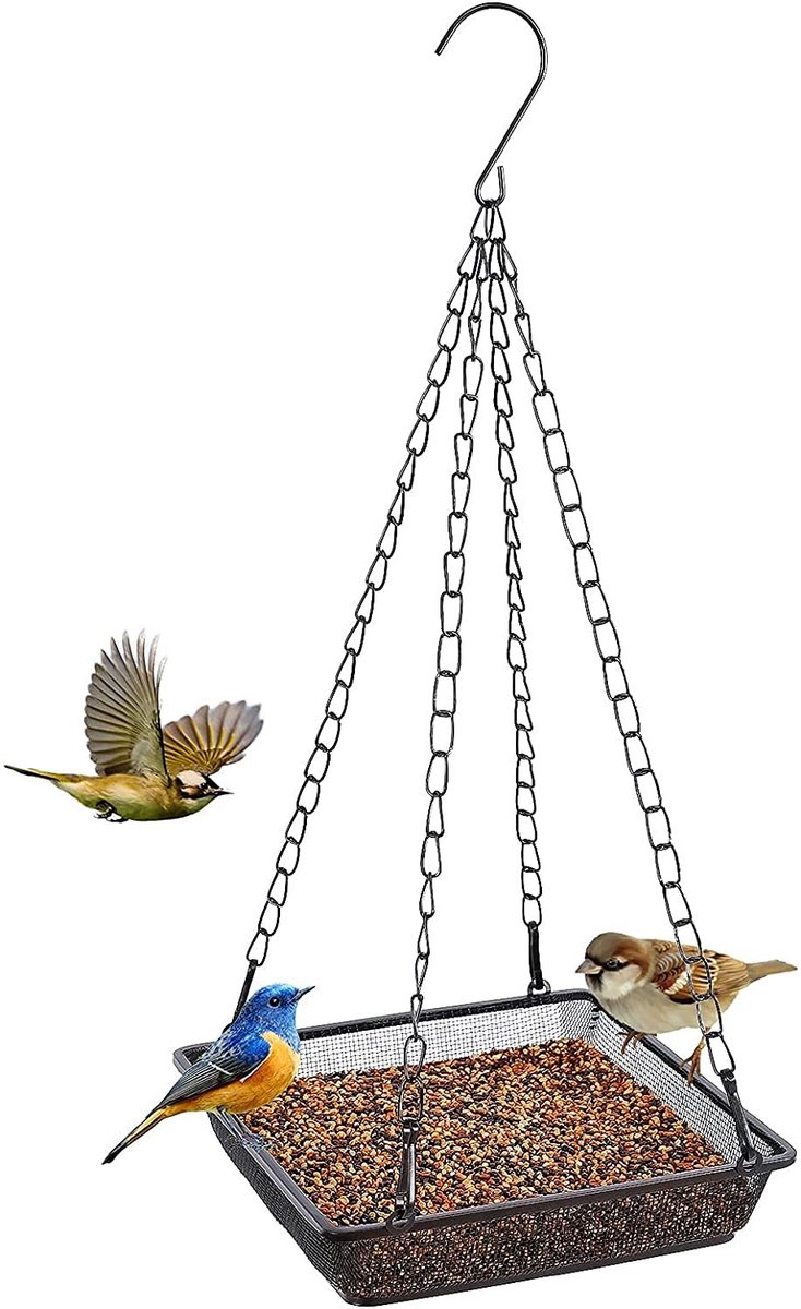 Dailygoods- Voederstation Fijnmazig - Hangend Vogelhuisje - Weerbestendige Voederdispenser - Roestvrij Stalen Ketting - Duurzaam IJzer - Voor Wilde Vogels - Vogelvoederhuis
