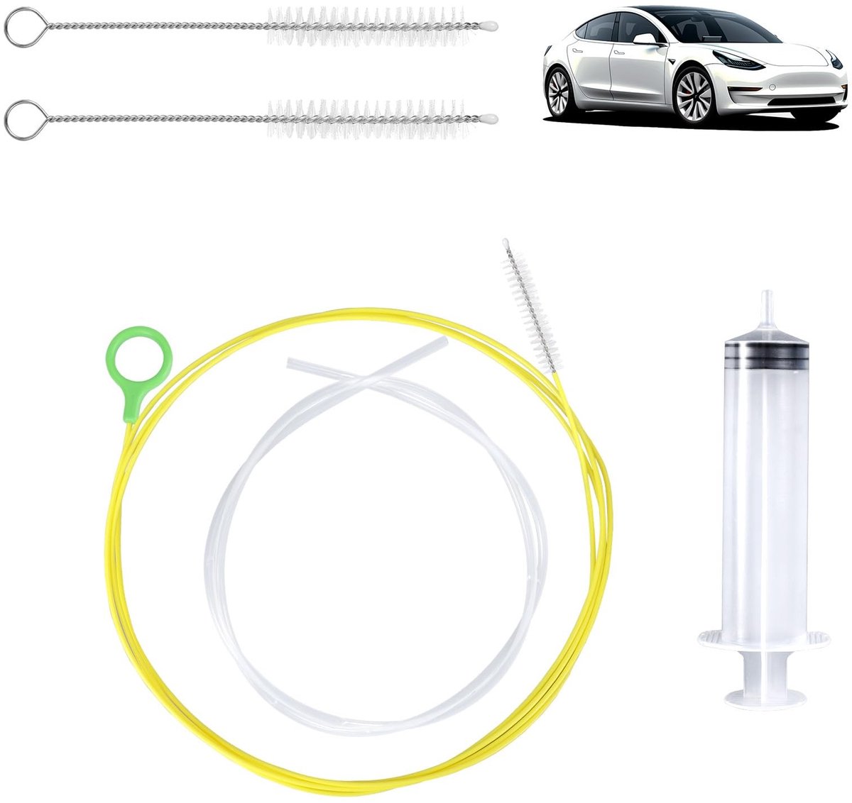 Dailygoods- Afvoerontstopper 230cm - Afvoer Reiniger - Nylon/Rubber Borstel - Spuitslang - Compleet Set - Roestvrij Staal - Afvoerreiniger