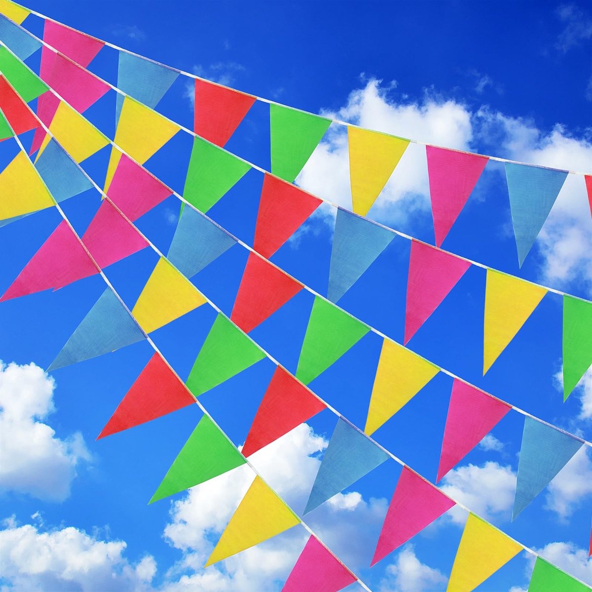 Dailygoods- Vlaggenlijn 100m - 600 Stuks Driehoekige Vlaggen - Veelkleurige Vlaggenlijn - Polyester Stof - Outdoor Decoratie - Verjaardag/Bruiloft/Festival - Feestvlaggen