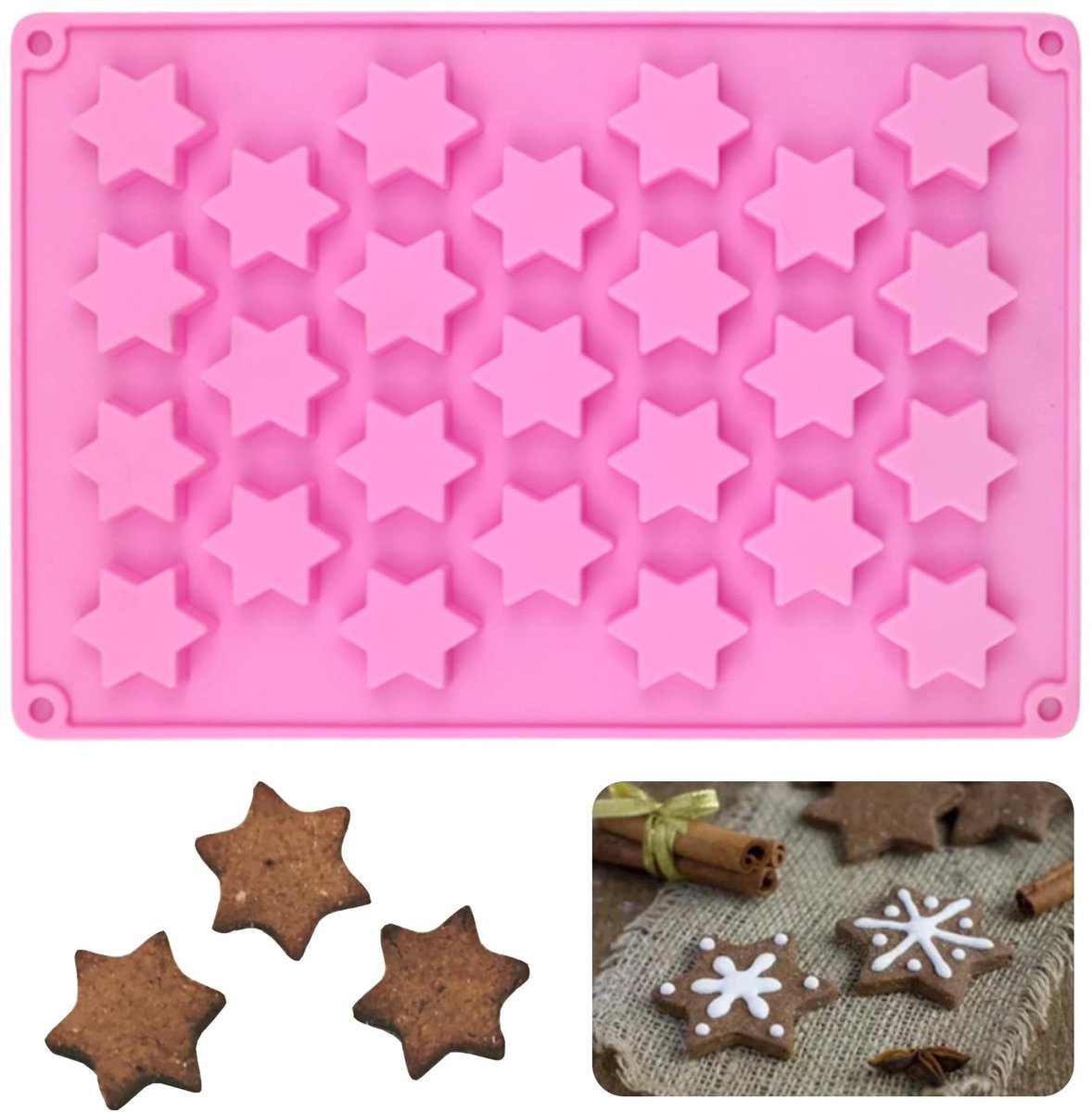 Dailygoods- Bakvorm 25 Gaten Ster - Siliconen Muffins - Anti-aanbak - Vaatwasmachinebestendig - Hittebestendig - Flexibel en Duurzaam - Siliconen Mal