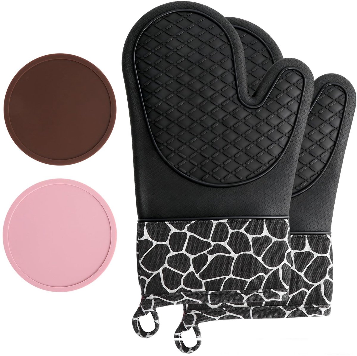 Dailygoods- Ovenwanten Hittebestendig tot 230 °C - Siliconen - Antislip Pannenlappen - Set van 2 - Veilig Bakken - Modern Design - Keukenhandschoenen