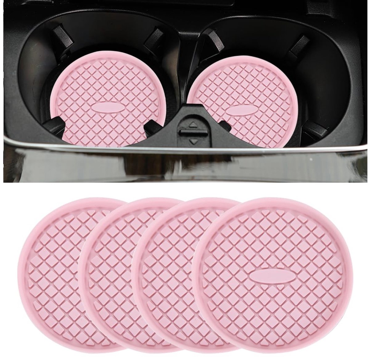 Dailygoods- Auto-onderzetters 4 stuks - Antislip Bekermatten - Universele Bekerhouder - Silicone - Koffiebekers - 6,8 x 6,8 cm - Bekermat
