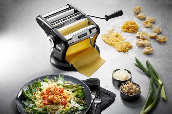 Pastamachine - Deegmaker - Zelf Pasta Maken - Vacuüm Zuigvoet - 14 cm Breed - Zwart Zilver — afbeelding 3