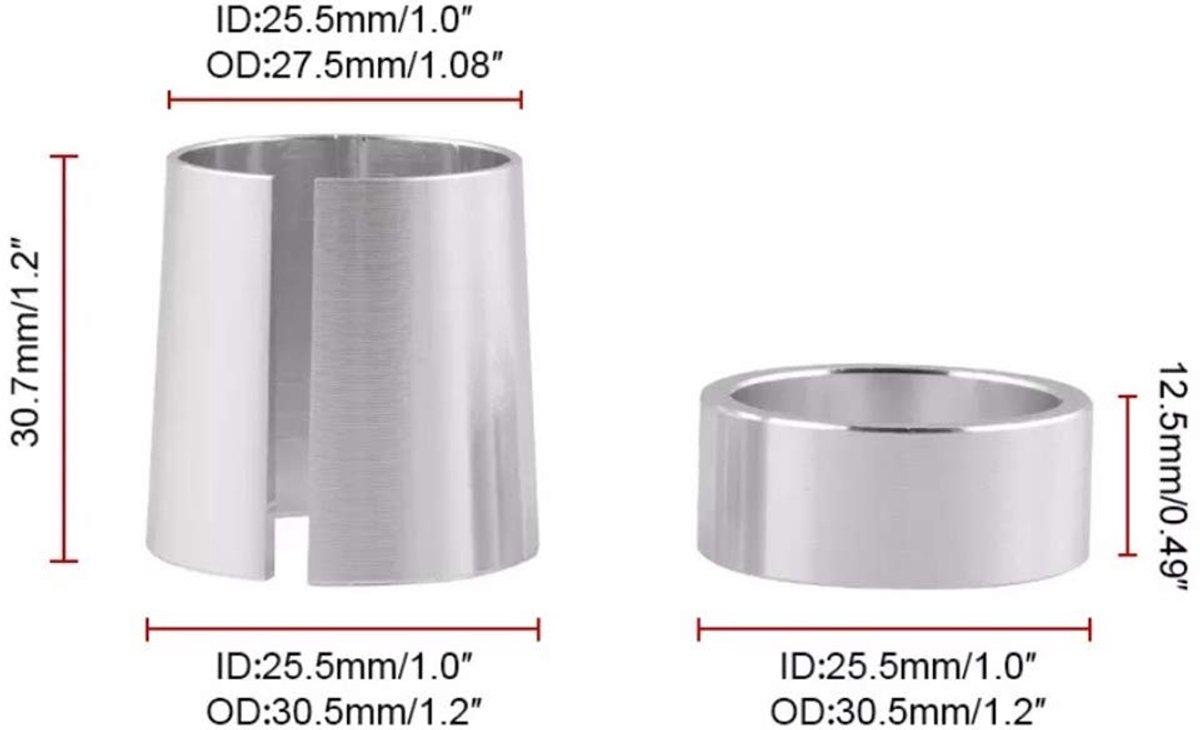 Dailygoods - Koppelingsas - Aluminium Accessoire - 1 Inch Taps Toelopende Adapter - Zilver - Geschikt voor Gasgolfkar - Adapter Connector