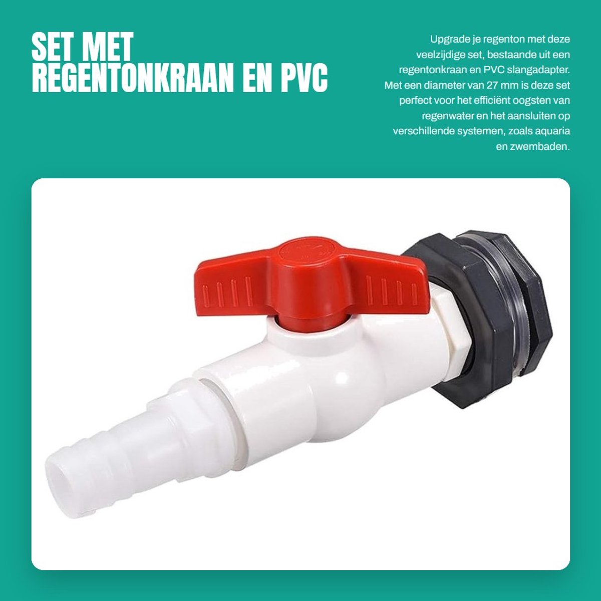 Dailygoods - Set met Regentonkraan en PVC Slangadapter, Ideaal voor Tuin en Aquaria