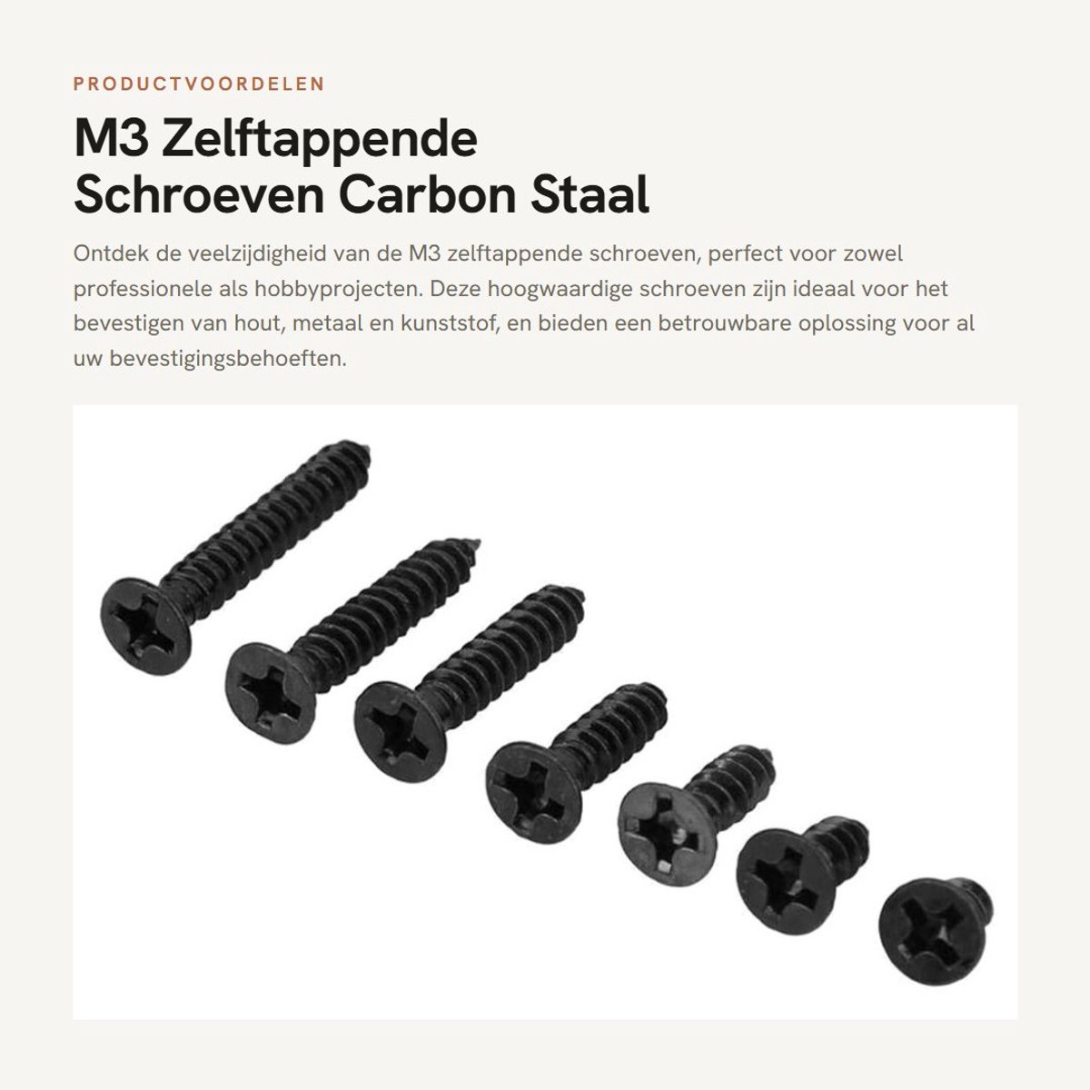Dailygoods - M3 Zelftappende Schroeven - Carbon Staal - Voor Hout en Metaal - Zwart - Voor Reparatie en Fixatie - 480 Stuks
