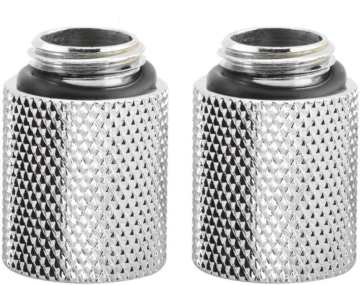 Dailygoods - Computer Waterkoeling - G1/4 Fitting Adapter - Zilver - Schroefzitting - 2 Stuks - Geschikt voor Computerkoeling - Hoogwaardige Koper
