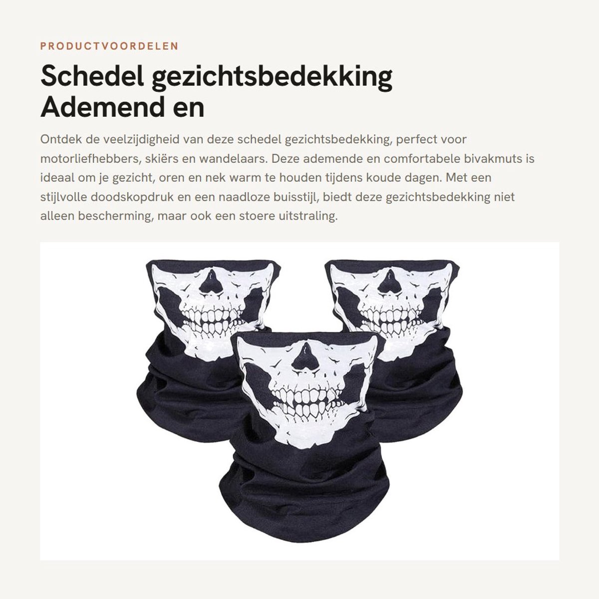Dailygoods- Schedel Bivakmuts Ademend - Doodshoofdmasker - Naadloze Gezichtsbescherming - Lichtgewicht - Microvezel-Polyester - Perfect voor Buitensporten - Gezichtsmasker