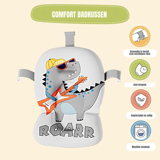 QIN® Baby Badje met Standaard - Baby Badje - Inklapbaar Bad - met Badkussentje en Ingebouwde Thermometer - Grijs - 63cm x 42cm x 20cm van qin — afbeelding 5