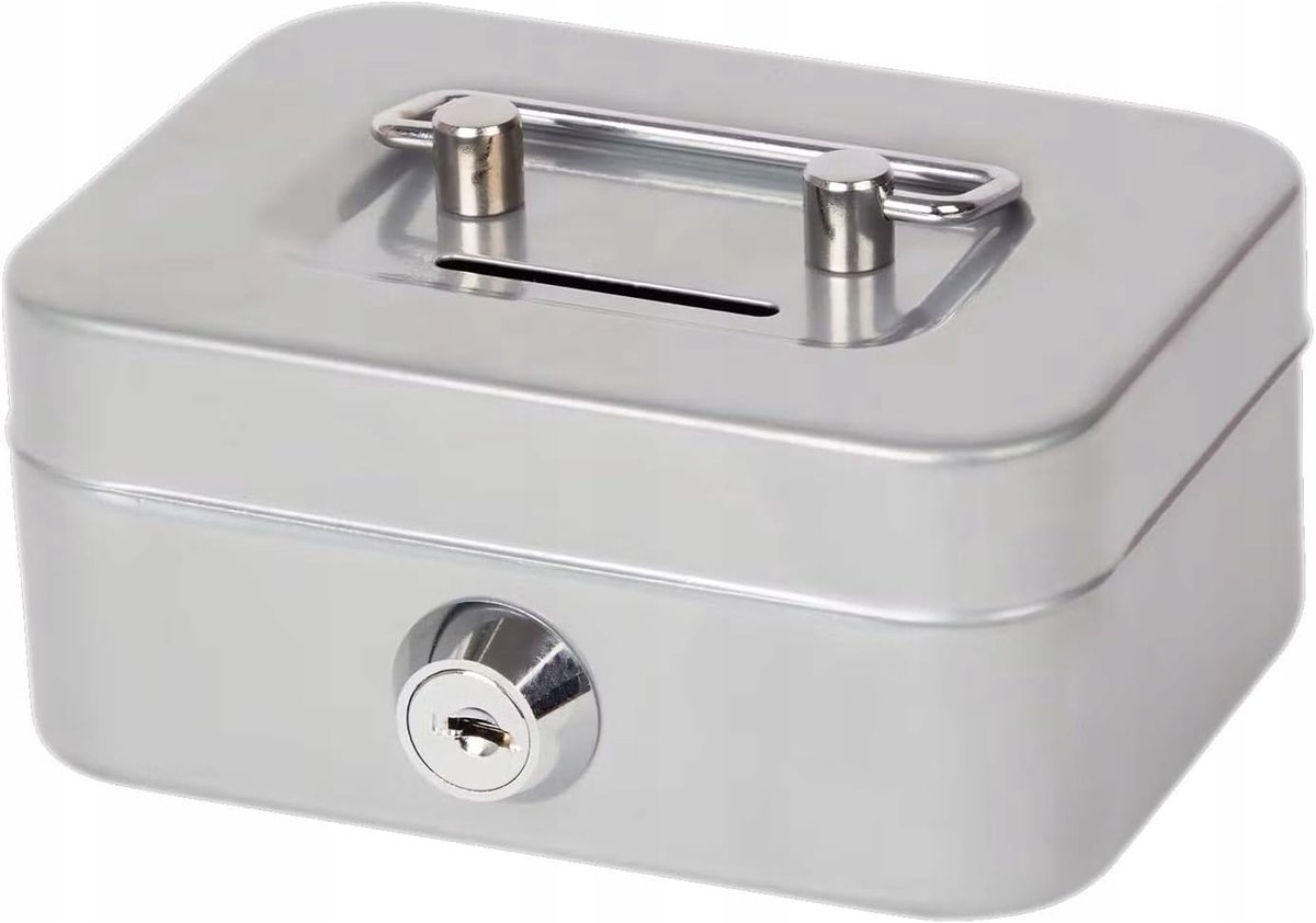 Geldcassette Staal - Kleine Kluis - Veilig Opbergen - Afsluitbaar Met Sleutel - 115 cm Breed - Zilver