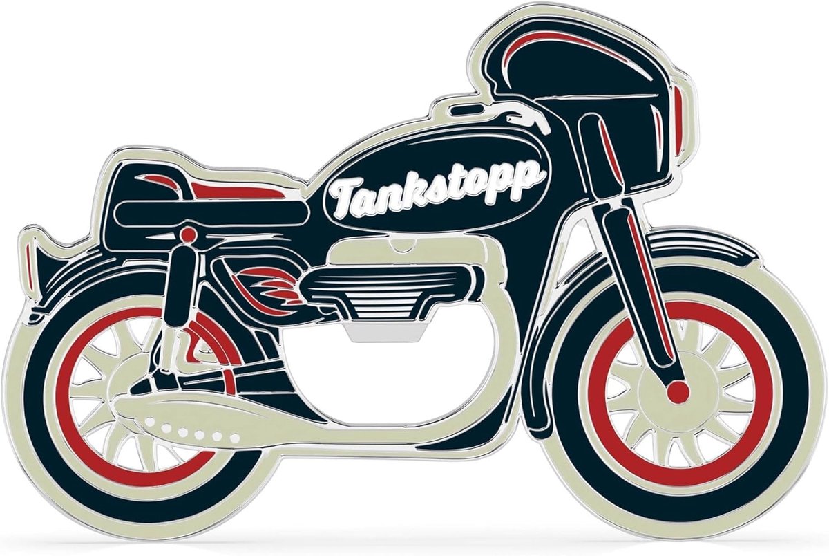 Flesopener motorfiets - Bieropener cadeau - Drankjes openen - Met sterke magneten - 9 x 65 cm - Gekleurd