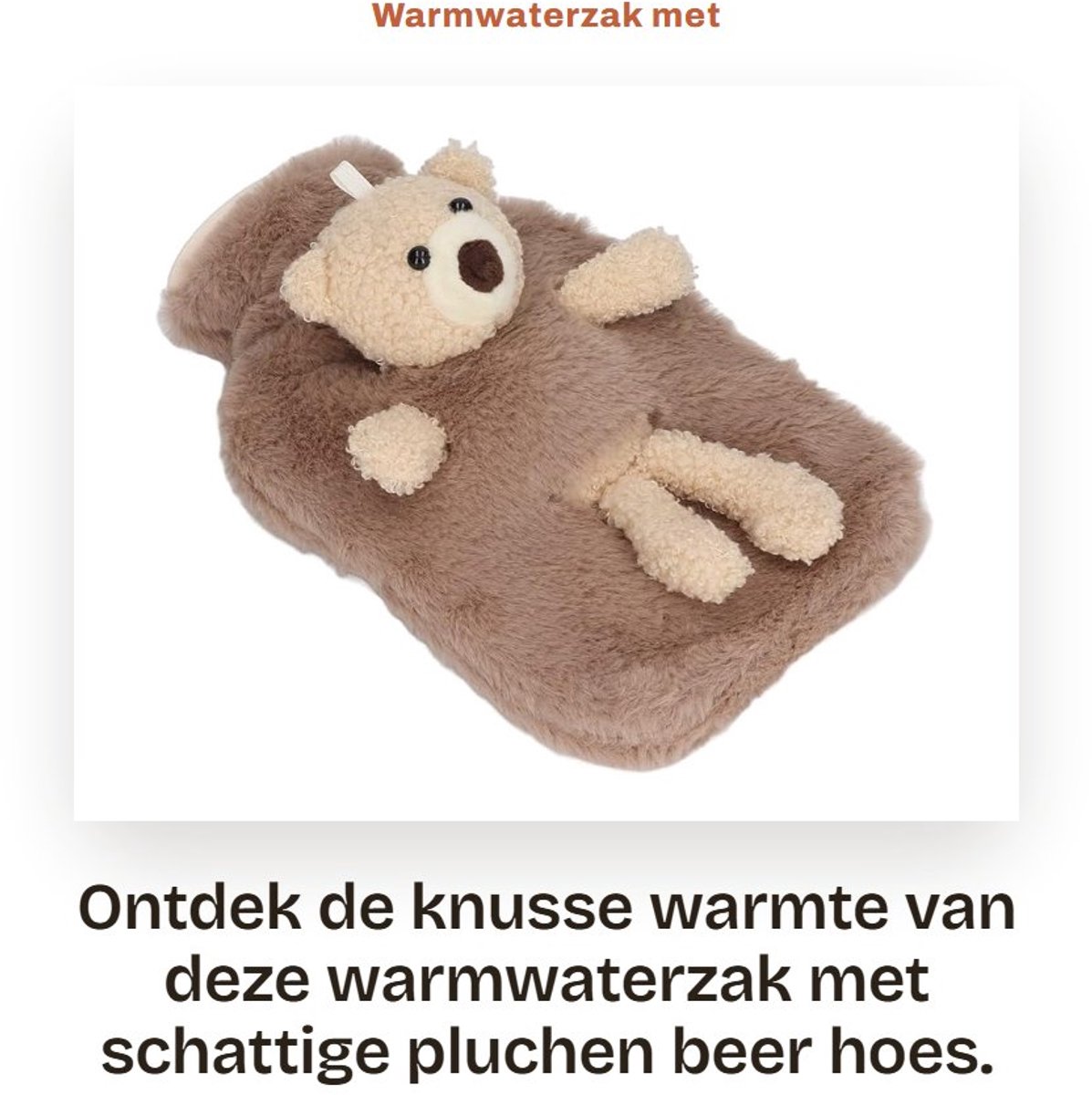 Dailygoods- Warmwaterzak 1000 ml - Pluchen Beer Hoes - Antislipstructuur - Verlichting van Pijn - Hete Handen - Veiligheid Verzegelde Dop - Kruik