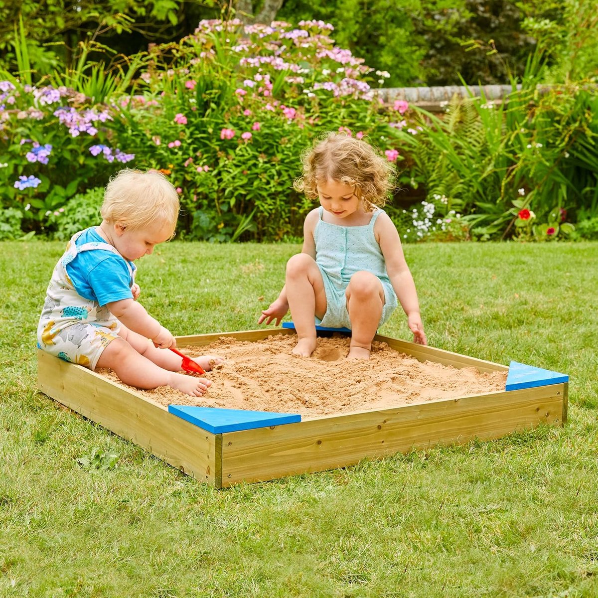 Houten Zandbak - Speelbak Kinderen - Buiten Spelen - Met Deksel - 90 x 90 cm - Natuurlijk Hout