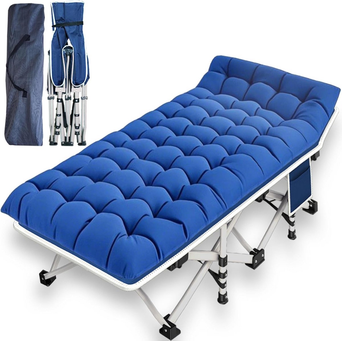 Opvouwbaar Kinderbed - Gastenbed Kamperen - Comfortabel Slapen - Geen Montage Nodig - 190 cm Lengte - Grijs