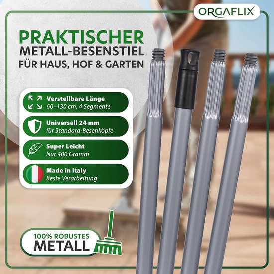 Steel Bezemsteel - Verstelbare steel - Schoonmaken - Modulair ontwerp - 60-130 cm - Grijs van STEEL — afbeelding 3