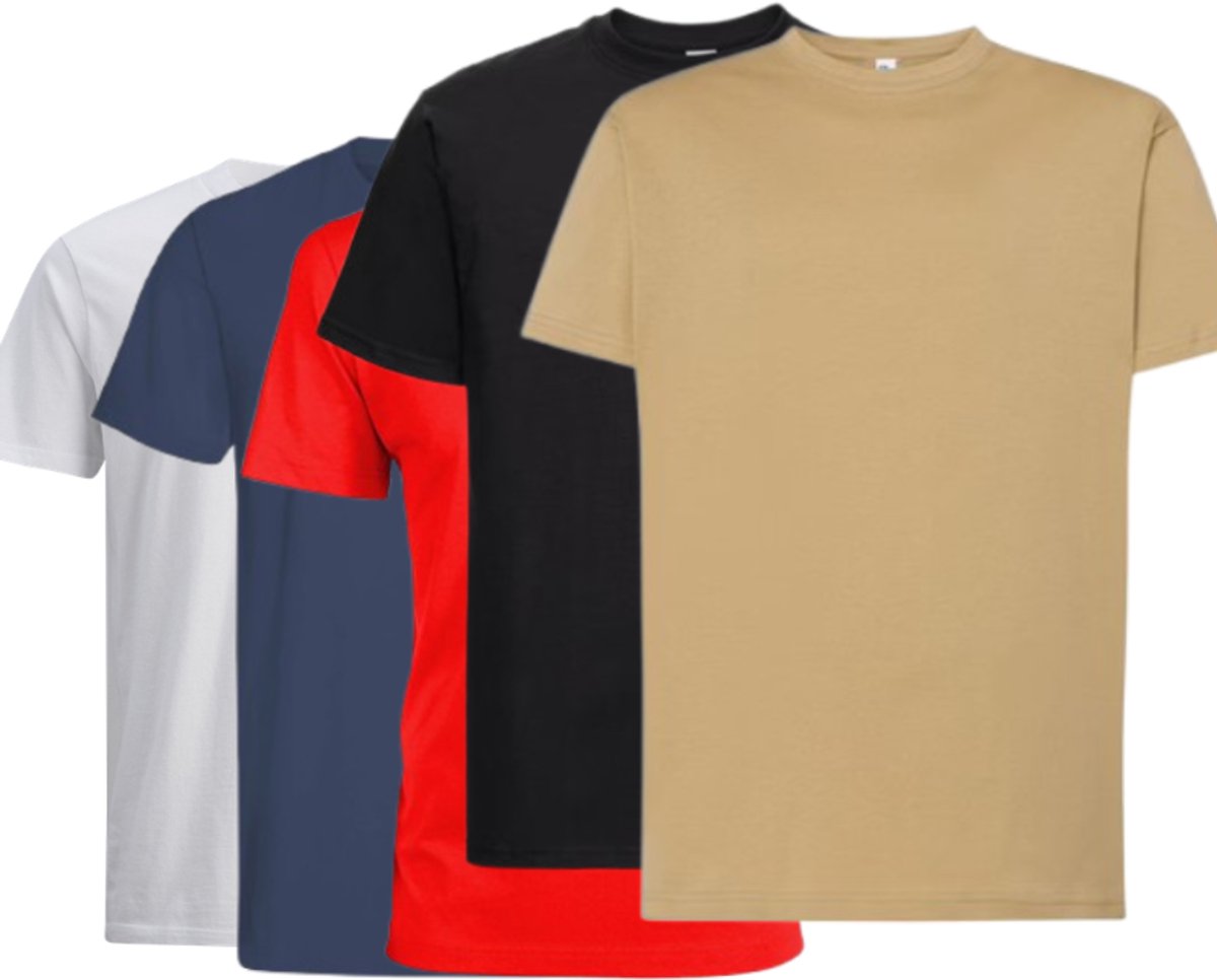 5x Basic T-Shirts Heren – Volledig Personaliseerbaar – Maat M – 100% Katoen – Comfort Fit – Assorti Kleuren – Voordeelpak